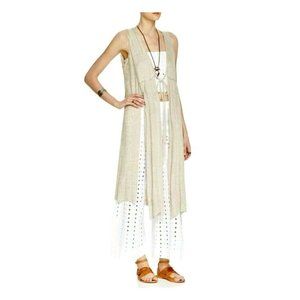 Free People Tan Sleeveless Cardigan